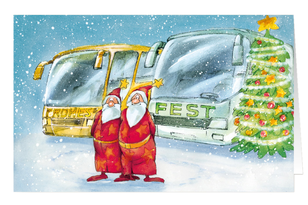 Weihnachtskarte Branchenkarte Busreisen Frohes Fest – Weihnachten – Weihnachtskarten 