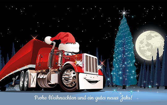 Lustige Weihnachtskarte für Transportunternehmen, Spedition oder