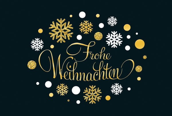 Exclusive Weihnachtskarte in schwarz mit goldenen und weißen