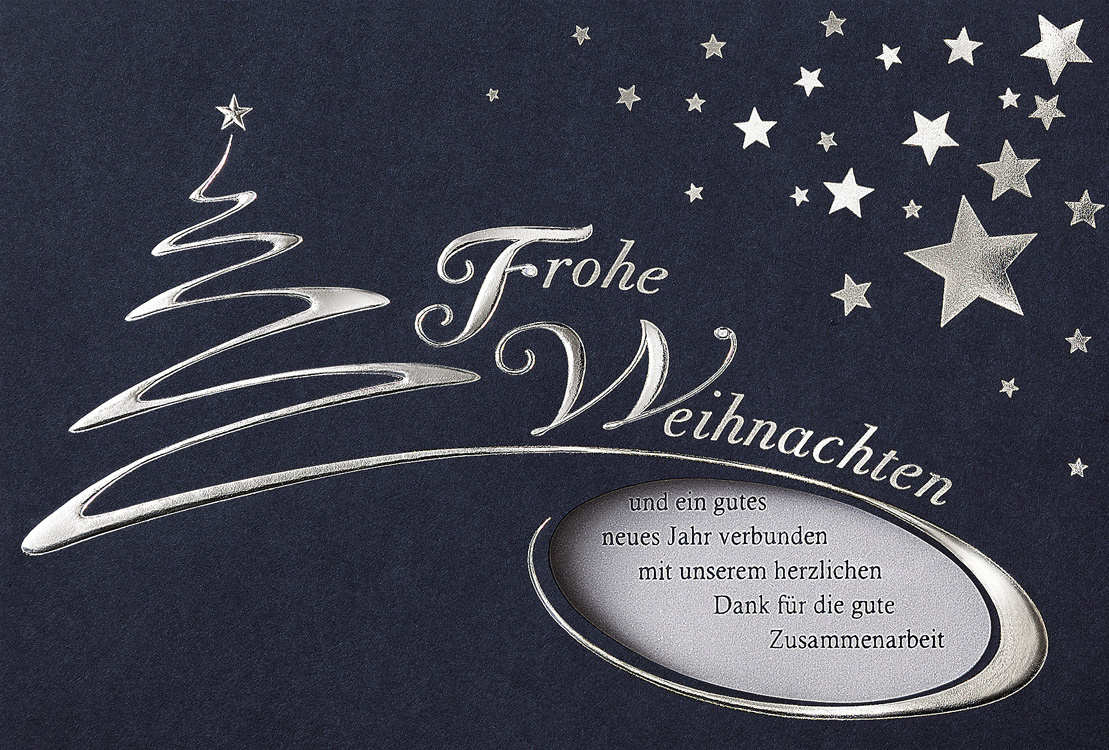 Weihnachtskarte Nachtblau Mit Dank Fur Gute Zusammenarbeit Weihnachten Weihnachtskarten Moderne Weihnachtskarten Alle Karten De